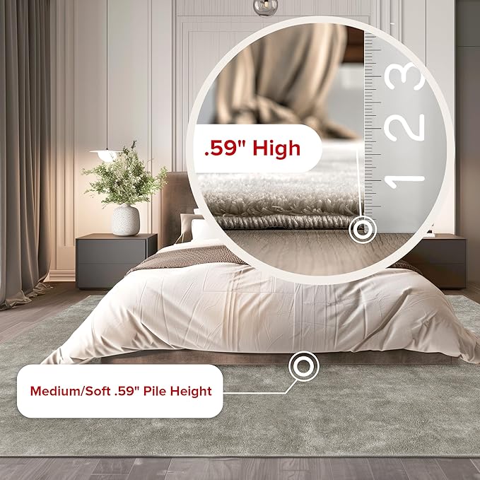nuLOOM 4' x 6' Cozy Plush Area Rug, Machine Washable, Non-Slip, Soft Fluffy Shag Carpet for Living Room Bedroom Kids Room Nursery Home Decor, Loni Beige