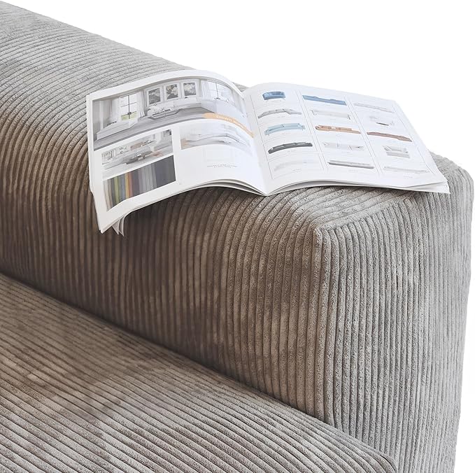 WJShome Modular Sectional Sofa Couch,181.1inch Oversized 4 Seater Couch, Upholstered with Corduroy Fabric Couches with 6 Pillows,Cushion Covers Removable& Washable