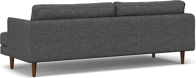 SIMPLIHOME Livingston 90-inch Wide Sofa in Charcoal Grey Woven-Blend Fabric, Handcrafted Mid-Century Modern Oversized 3-Seater Couch Sofa for Living Room or Family Room, Solid Wood Frame