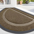 OLANLY Half Circle Door Mat Indoor Outdoor Entrance Welcome, Waterproof All-Season, All-Weather Doormat, Sturdy Natural Rubber, Low Profile, Easy Clean Patio Porch Entryway Mat, 47x23, Brown