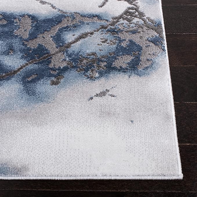 SAFAVIEH Craft Collection Runner Rug - 2'3" x 20', Grey & Blue, Modern Abstract Design, Non-Shedding & Easy Care, Ideal for High Traffic Areas in Living Room, Bedroom (CFT877L)