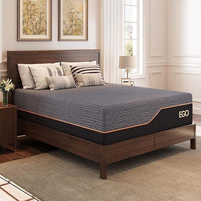 MLILY EGOHOME 14 Inch Twin XL Mattress, Copper Gel Memory Foam Mattress for Pain Relief, Therapeutic Mattress in a Box, CertiPUR-US Certified, Fiberglass Free Medium Mattress, Black