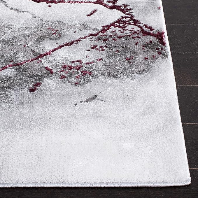 SAFAVIEH Craft Collection Area Rug - 10' Square, Grey & Wine, Modern Abstract Design, Non-Shedding & Easy Care, Ideal for High Traffic Areas in Living Room, Bedroom (CFT877S)