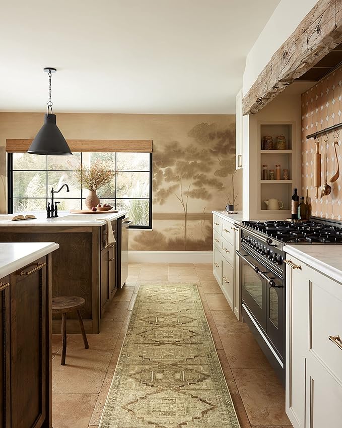 Loloi Magnolia Home by Joanna Gaines Sinclair Collection SIN-02 Khaki/Tobacco 8'-6" x 11'-6", .25" Pile Height, Machine Washable, Area Rug