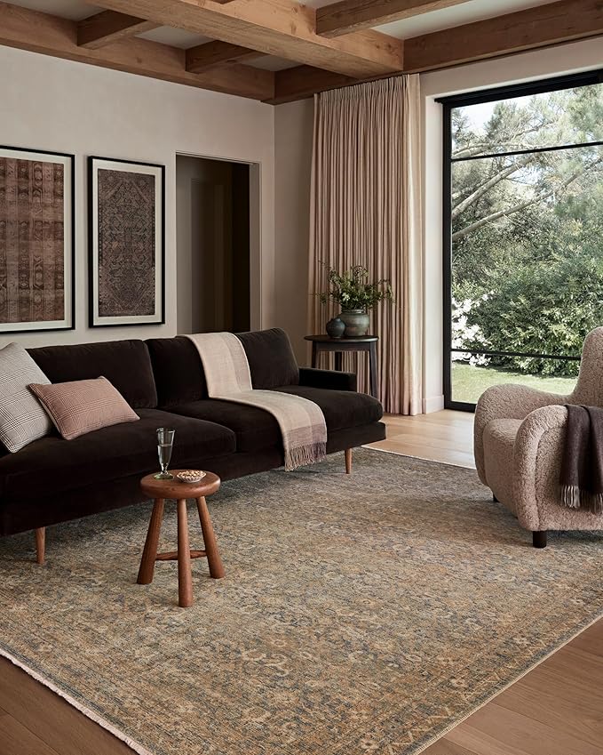 Loloi Amber Lewis Molly Collection MOL-02 Denim/Gold 6'-7" x 9'-2" Low Pile Area Rug