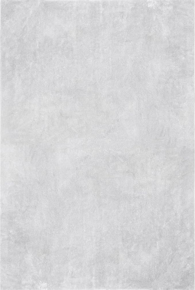 nuLOOM 4' x 6' Cozy Plush SuperiorWash Area Rug, Machine Washable, Non-Slip, Soft Fluffy Shag Carpet for Living Room Bedroom Kids Room Nursery Home Decor, Loni Light Grey