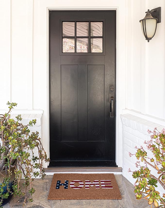 KAF Home American Flag Patriotic Coir Doormat with Heavy-Duty, Weather Resistant, Non-Slip PVC Backing | 17 by 30 Inches, 0.6 Inch Pile Height | Perfect for Indoor and Outdoor Use