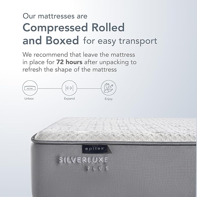 EPITEX Silverluxe Plus Full Size Mattress, 10 Inch Cooling Gel Memory Foam Full Mattress in a Box, Individual Pocket Spring for Low Motion Transfer, Medium Firm Mattress, Gray