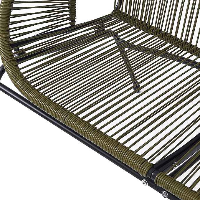 Christopher Knight Home Dessa 3 Piece Patio Furniture Set, Patio Wicker Accent Chair Set of 2 and Loveseat, Metal Frame 4 Seater Outdoor Papasan Lounge Chair Set, PE Rattan Outdoor Bistro Set, Green