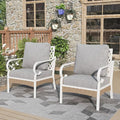 Patio Chairs Set of 2, Outdoor Sofa Chairs with Deep Seating and 5.5" Cushions, Steel Frame Porch Furniture for Lawn Backyard Deck, Light Grey