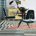 RUGGABLE x Jonathan Adler Washable Modern Area Rug – Op Art Teal 6x9, Stain-Resistant, Non-Slip – Medium Machine Washable Rugs for Living Room, Bedroom, Hallway, Entryway & Office–with Cushioned Pad