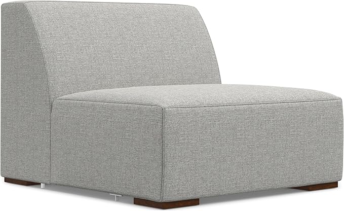 SIMPLIHOME Rex Right Corner Sectional Modular Sofa and Ottoman Set in 100% Recycled Polyester Tightly Woven Performance Fabric, Pale Grey, 116-inch-wide L-Shaped Sofa and 34-inch-Wide Ottoman