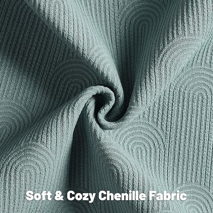 FUTEI Grey Blue Chenille Decorative Throw Pillow Covers 22x22 Inch Set of 2,Soft Cozy Striped Geometric Patterns Cushion Case,Modern Home Decor for Couch Bed Living Room
