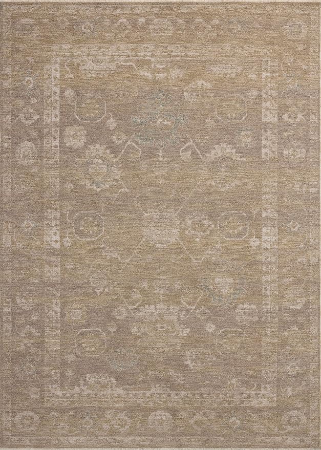 Loloi Chris Loves Julia Louisa Collection LOI-04 Taupe/Gold 5'-3" x 7'-6", .38" Pile Height, Area Rug