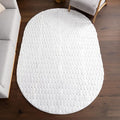 nuLOOM Oval 5' x 7'6" Cozy Plush Area Rug, Machine Washable, Non-Slip, Soft Fluffy Shag Carpet for Living Room Bedroom Kids Room Nursery Home Decor, Nia White