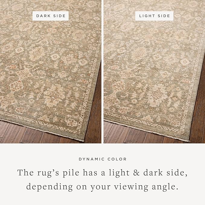 Loloi Chris Loves Julia Palma Collection PLM-03 Lagoon/Natural 3'-6" x 5'-6" Accent Rug Vintage Style Boho Living Room Bedroom Carpet