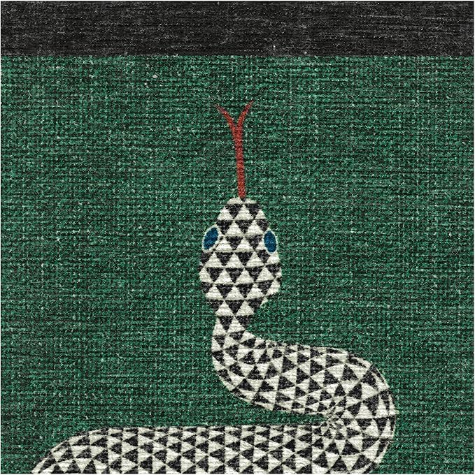 RUGGABLE x Jonathan Adler Washable Modern Area Rug – Venom Emerald 3x5, Stain-Resistant, Non-Slip – Small Machine Washable Rugs for Living Room, Bedroom, Hallway, Entryway & Office–with Standard Pad