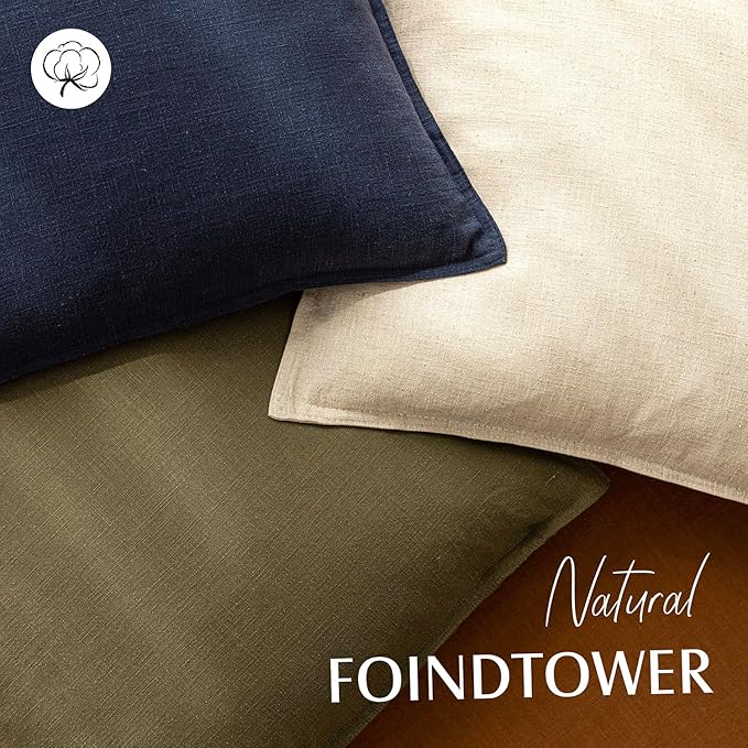 Foindtower Pack of 2, Decorative Linen Soild Throw Pillow Covers Soft Accent Lumbar Cushion Case Boho Farmhouse Pillowcase for Chair Couch Sofa Bedroom Living Room Home Decor 12 x 20 Inch Olive Green