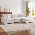 Modular Sectional Couches for Living Room, 118" Modern Upholstered Sofa Couche with Ottoman for Living Room Bedroom, Beige