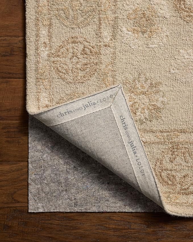Loloi Chris Loves Julia Dorothea Collection DRT-03 Dove/Natural 8'-6" x 11'-6" Area Rug Wool Neutral Floral Living Room Bedroom Carpet