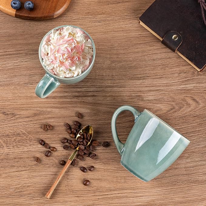 GBHOME Ceramic Coffee Mugs Set of 4, 12oz Stoneware Coffee Mugs Set For Dad Mom Women MEN, Light Weight Coffee Cups for Latte/Tea/Beer/Hot Cocoa, Dishwasher & Microwave Safe