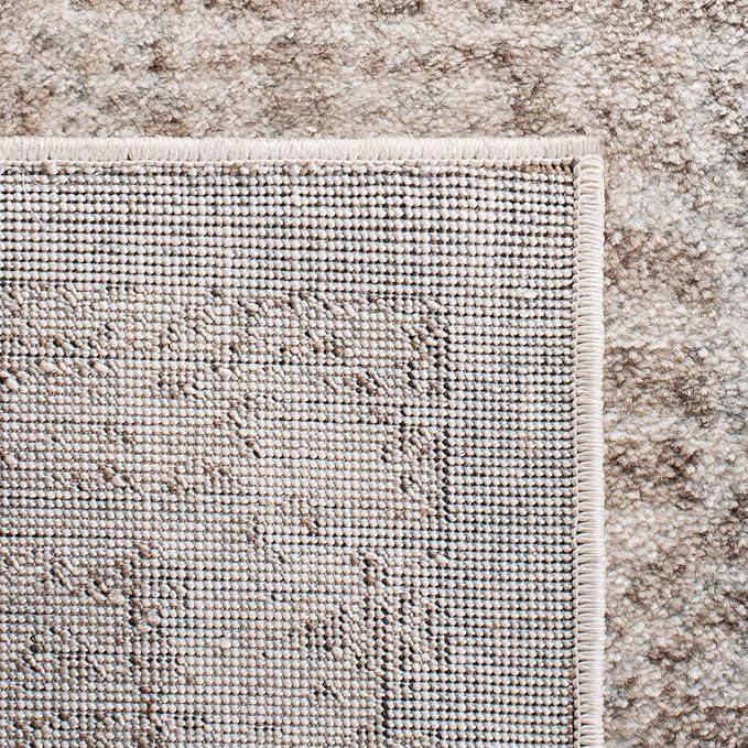 SAFAVIEH Evoke Collection Area Rug - 3' Square, Ivory & Taupe, Distressed Design, Non-Shedding & Easy to Clean, Ideal for Foyer, Bedroom, Accent Space (EVK256E)