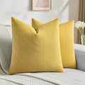 FUTEI Mustard Yellow Decorative Throw Pillow Covers 20x20 Inch Set of 2,Soft Cozy Wheat Ear Striped Patterns Cushion Cases,Modern Home Decor for Couch Bed Living Room