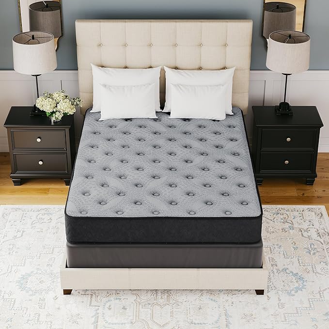 Signature Design by Ashley Queen Size Comfort Plus Hybrid Mattress with Memory and Quilt Foam, Wrapped Coils, Fiberglass Free, 10-Year Warranty, 10" Height