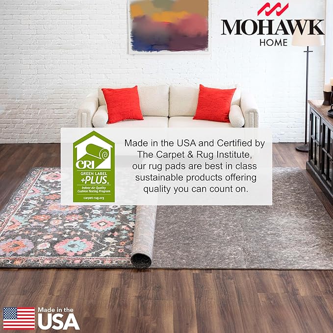 Mohawk Home 8' x 11' Non Slip Rug Pad Gripper 1/2 Thick Dual Surface Felt + Rubber Gripper - Safe for All Floors