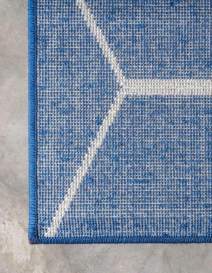 Unique Loom Trellis Frieze Collection Area Rug - Geometric (10' x 13', Navy Blue/ Ivory)