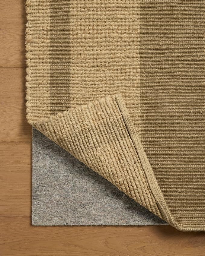 Loloi Leanne Ford Weatherstaff Collection WTS-03 Natural/Olive 9'-3" x 13' Area Rug Jute, Striped, Neutral, Living Room, Bedroom, Dining Room