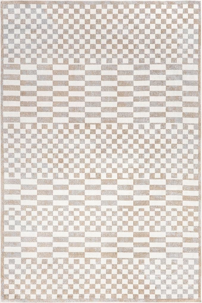 nuLOOM Nikita Faded Geometric Machine Washable Area Rug - 2x6 Machine Washable Runner Rug Contemporary Beige/Tans & Ivories Rugs for Living Room Bedroom Dining Room Entryway Hallway Kitchen