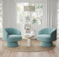 Swivel Accent Chair Set of 2,Upholstered Velvet 360° Swivel Barrel Chair for Living Room Overstuffed Bouncle Reading Chair Round Armchair for Bedroom,Vanity,Office (Blue)
