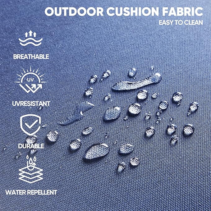 Swivel Patio Chairs sofa Set of 8 with 6" Thick Cushion - Wicker Outdoor Swivel Rocker Patio Chair ,Sofa/Glass coffee table, High Back Comfortable Outdoor Glider Chairs - Gery Wicker | Blue Cushions