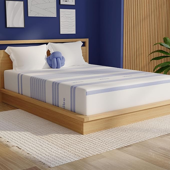 Vibe Gel Memory Foam Mattress, Fiberglass Free, 12-Inch CertiPUR-US Certified Bed-in-a-Box, California King, White
