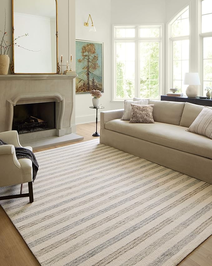 Loloi Chris Loves Julia Chris Collection CHR-05 Ivory/Slate 7'-9'' x 9'-9'', .50" Pile Height, Area Rug