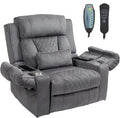 Big Man Power Lay Flat Lift Chair Oversized Recliner Dual Motor Heat Vibration for Elderly, Overstuffed Electric 28" Extra Wide Recliners with Flip Arm Storage Cup Holders,USB Type C Charging