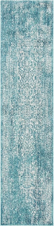 SAFAVIEH Evoke Collection 2'2" x 13' Blue/Ivory EVK256C Oriental Distressed Non-Shedding Living Room Bedroom Runner Rug