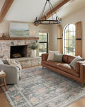 Loloi Magnolia Home by Joanna Gaines Millie Collection MIE-01 Blue/Multi 2'-7" x 8'-0", .25" Pile Height, Runner Rug