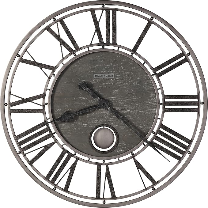 Howard Miller Marius Gallery Wall Clock- Modern Timepiece Battery Powered Alarm Clock- Quartz Movement with Roman Numerals Wall Clock for Living Room, Bedroom, Kitchen, Patio and Office Décor