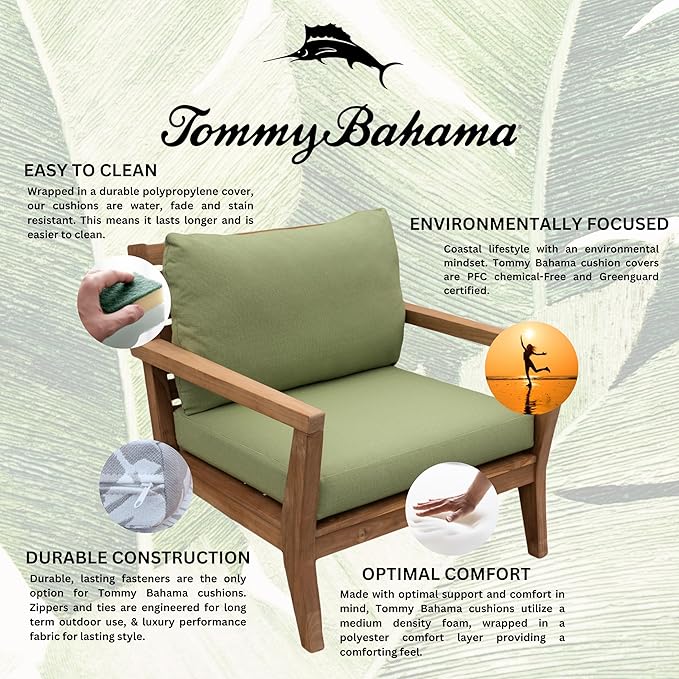 Tommy Bahama Deep Seating Lounge Cushion, 24" X 24" X 4", Bamboo Bay Pear