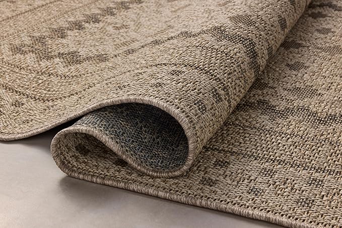 Loloi Chris Loves Julia Providence Collection PRC-06 Charcoal/Dove 3'-9" x 5'-9", .12" Pile Height, Indoor/Outdoor Accent Rug