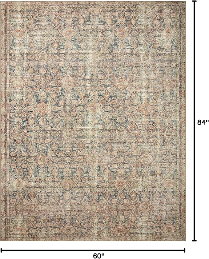 Loloi Angela Rose Aubrey Collection AUB-01 Navy/Multi 5'-0" x 7'-0", .19" Pile Height, Area Rug