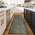 RUGGABLE x Morris & Co Machine Washable Runner Rug – Blackthorn Forest Green 2.5x10, Stain-Resistant, Non-Slip – Washable Rug for Hallway, Entryway, Living Room & Kitchen–with Standard Pad