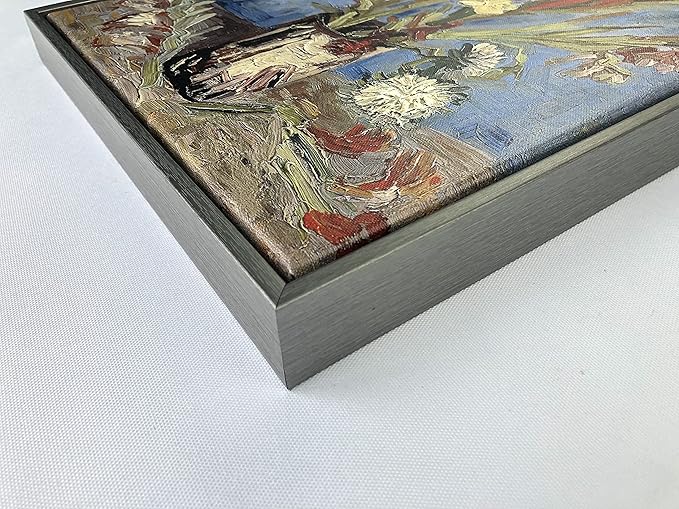 Wieco Art Framed Wall Art Vase with Gladioli and China Asters by Van Gogh Modern Floral Canvas Prints Artwork Abstract Flowers Pictures on Canvas for Living Room Home Decorations