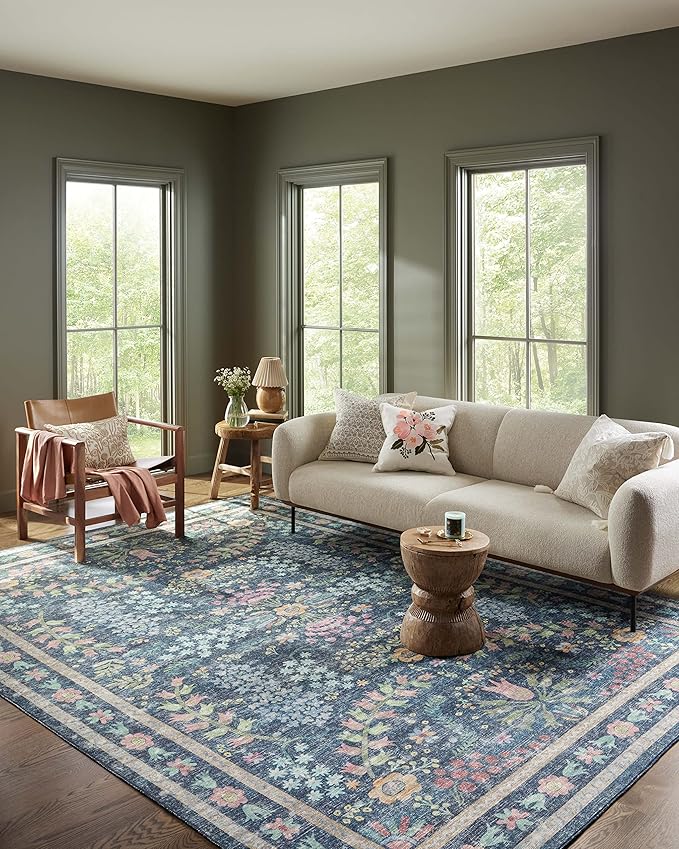 Loloi Rifle Paper Co. Maison Collection MAO-06 Blue/Multi 3'-9" x 5'-6", .19" Pile Height, Accent Rug