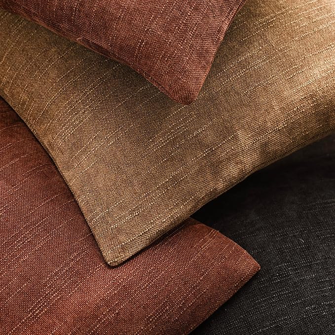 Foindtower Pack of 2 Soft Textured Chenille Throw Decorative Pillow Covers Square Accent Solid Cushion Cover Cozy Neutral Farmhouse Pillow Case for Couch Sofa Bedroom Living Room 20x20 Inch,Red Taupe