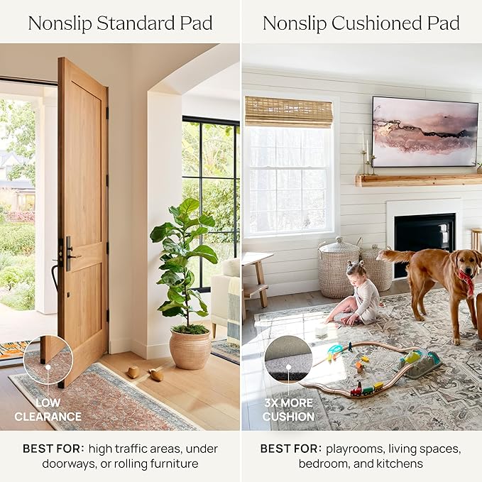 RUGGABLE Washable Vintage Area Rug – Kamran Hazel 3x5, Stain-Resistant, Non-Slip – Small Machine Washable Rugs for Living Room, Bedroom, Hallway, Entryway & Office–with Standard Pad