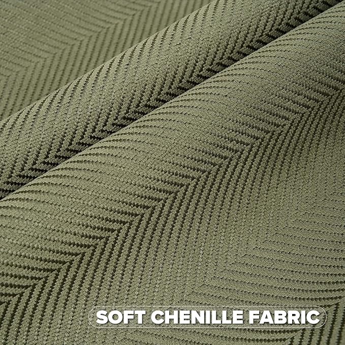 FUTEI Moss Green Chenille Throw Pillow Covers 26x26 Inch Set of 2,Soft Wide Chevron Textured Euro Pillow Shams,Farmhouse Home Decor for Couch Bed Living Room