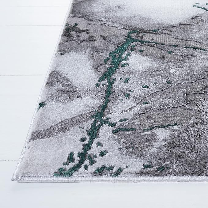 SAFAVIEH Craft Collection Runner Rug - 2'3" x 6', Grey & Green, Modern Abstract Design, Non-Shedding & Easy Care, Ideal for High Traffic Areas in Living Room, Bedroom (CFT877Y)